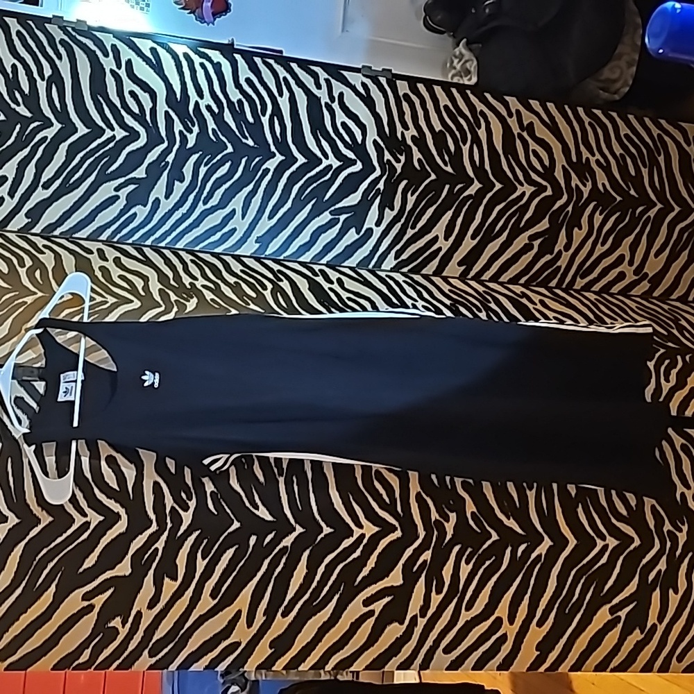 ADIDAS FIREBIRD Black with white stripe Maxi dress